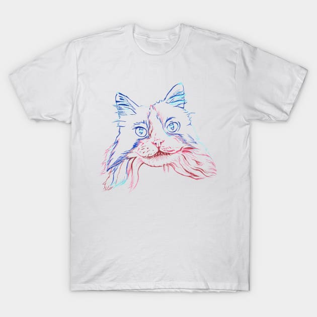 Fluffy Tuxedo Cat T-Shirt by RaLiz